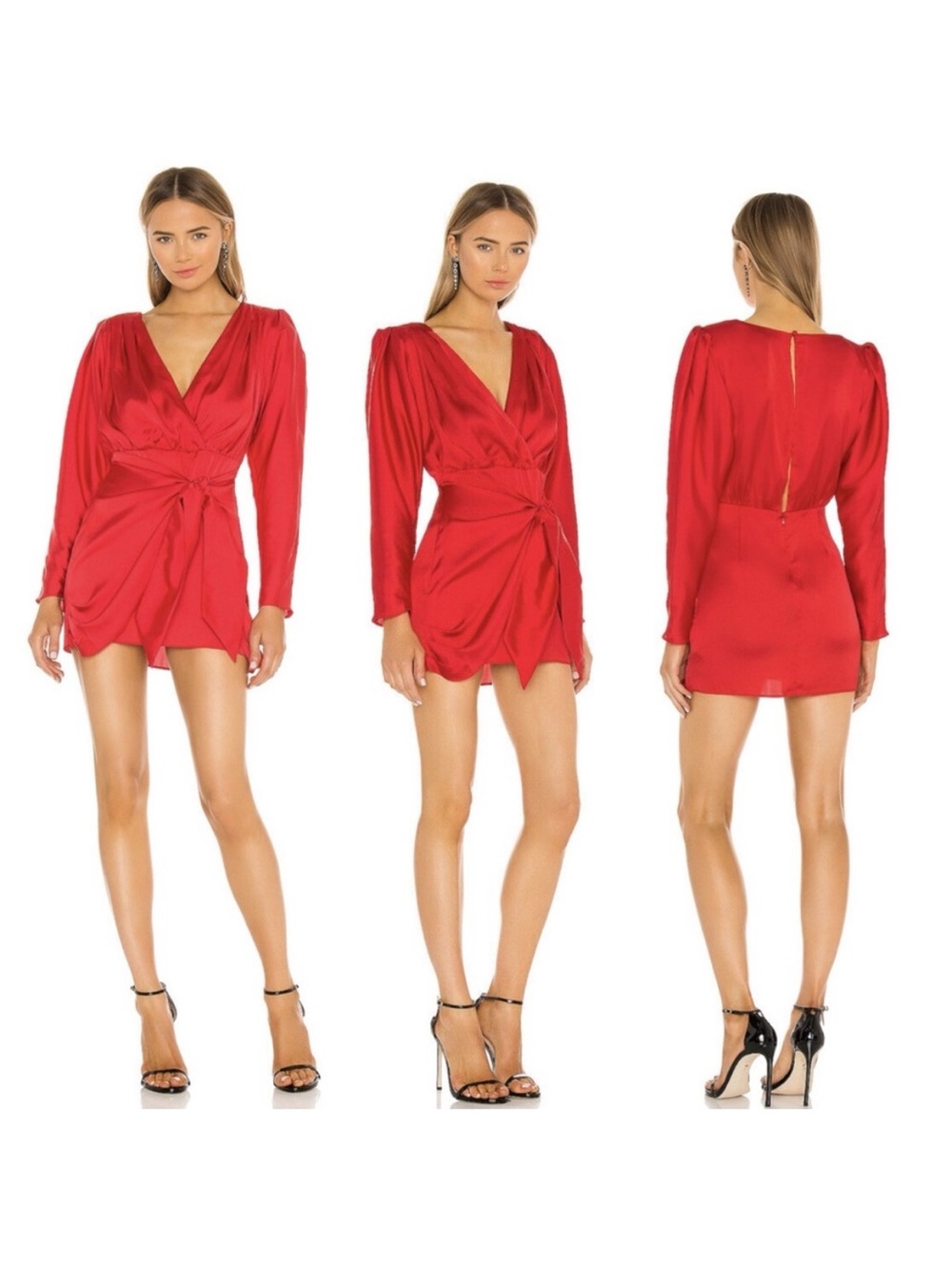 NWT L'Academie the Dore Mini Dress Red Satin - Size S